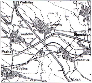 Plan des Autobahnkreuzes bei Brünn