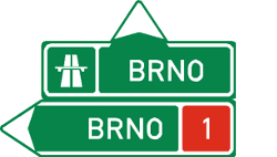 Směrová tabule pro příjezd k dálnici (IS 1a) a Směrová tabule před nájezdem na dálnici (IS 1e)