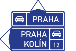 Směrová tabule pro příjezd k silnici pro motorová vozidla (IS 2a) a Směrová tabule před nájezdem na silnici pro motorová vozidla (IS 2e)