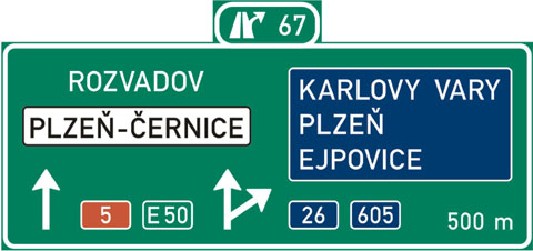 Exit No. 67 (kilometre) in the distance of 500 metres