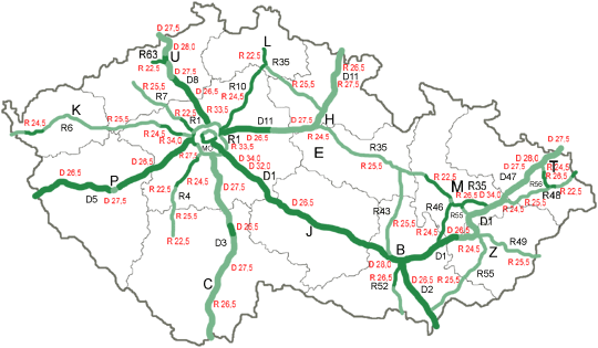 Kategorie českých dálnic a rychlostních silnic