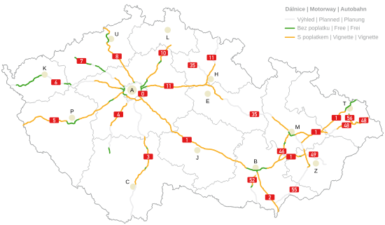 Map of motorway network